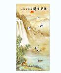 新中式水墨山水玄关画