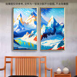 雪山油画