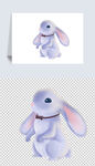 蓝色可爱兔子手绘插画元素