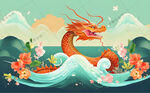 国潮风中国龙插画