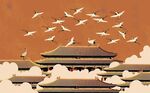 中式故宫仙鹤背景