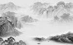 爆款 高雅灰色山水 tif分层