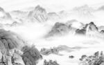 最新 高雅灰色山水 tif分层