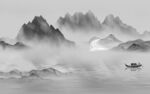 简约 高雅灰色山水 tif分层