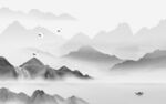 爆款 客厅灰山水画 tIF分层