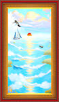 大海日出油画