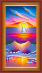大海日出油画