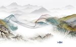 现代 中式背景山水 TIf分层