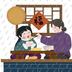 东北粘豆包手绘插画