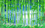 竹林云海背景墙装饰画