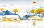 高清 中式客厅山水 Tif分层
