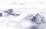 大气 中式客厅山水 Tif分层