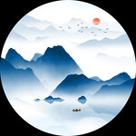 圆形山水画