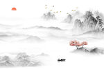 新中式大理石山水国画意境背景墙