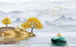 简约抽象山水背景墙
