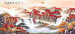 八方聚财图鸿运当头山水画