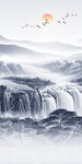 流水 玄关框画山水 tIf分层
