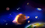 银河系行星太空宇宙星球主题背景