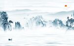 简约 山水中式背景 Tif分层