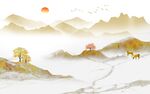 现代 高档极简山水 Tif分层