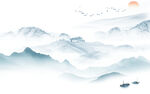 现代 背景客厅山水 TIf分层