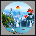 圆形山水画