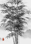 竖幅水墨竹子