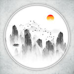 水墨风山水画  