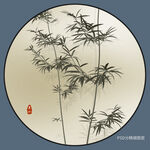 水墨竹子玄关画