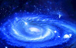 蓝色宇宙黑洞太空星球宇航员背景
