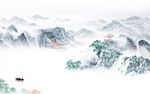 简约 高档客厅山水 tif分层