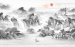 新中式水墨山水画
