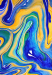 黄绿蓝流体抽象画
