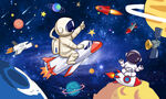 卡通星空宇航员儿童房
