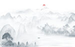 意境水墨山水壁画