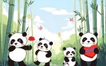 卡通可爱熊猫儿童房壁画