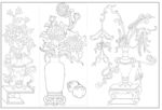 白描花瓶 