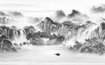 国画水墨山水画