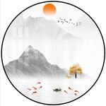 圆形山水画