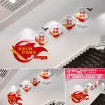 红色物业楼道文化墙