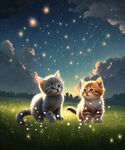 星光下的小猫