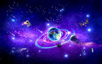 梦幻宇宙星空太空流星雨星球背景
