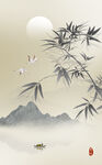水墨竹子山水画
