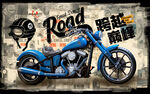 摩托车主题壁画背景墙装饰画壁纸