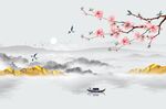 新中式工笔花鸟背景墙