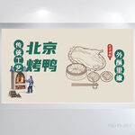 北京烤鸭美食背景展板海报设计