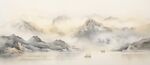 禅意水墨书法山水画