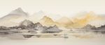 禅意水墨书法山水画