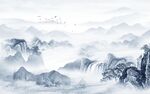 高山流水山水背景墙