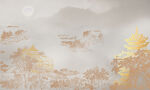 中式意境肌理山水背景装饰画